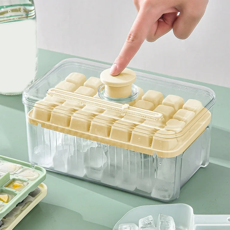 Portable Ice Cube Box with Press Tray