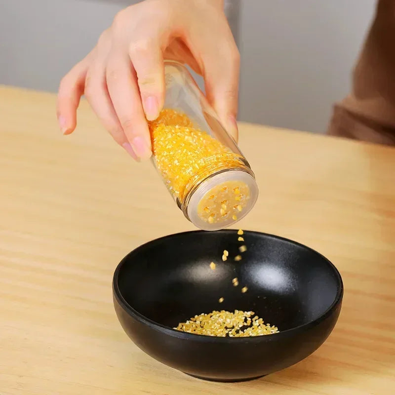 Rotating Stainless Steel & Glass Spice Jar Set