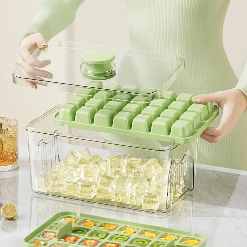 Portable Ice Cube Box with Press Tray