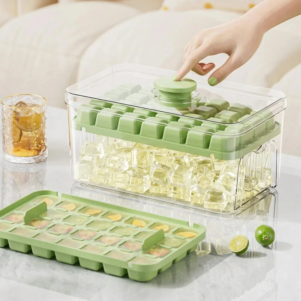 Portable Ice Cube Box with Press Tray